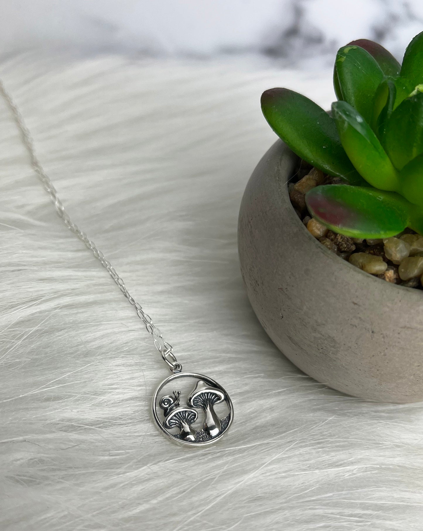 Cottage Witch Mushroom Necklace Sterling Silver