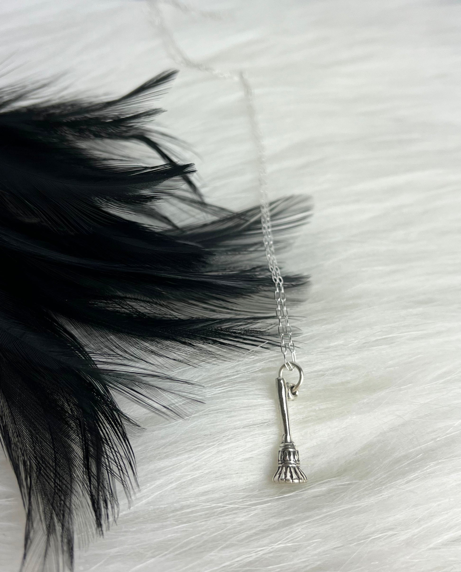 sterling silver broom necklace